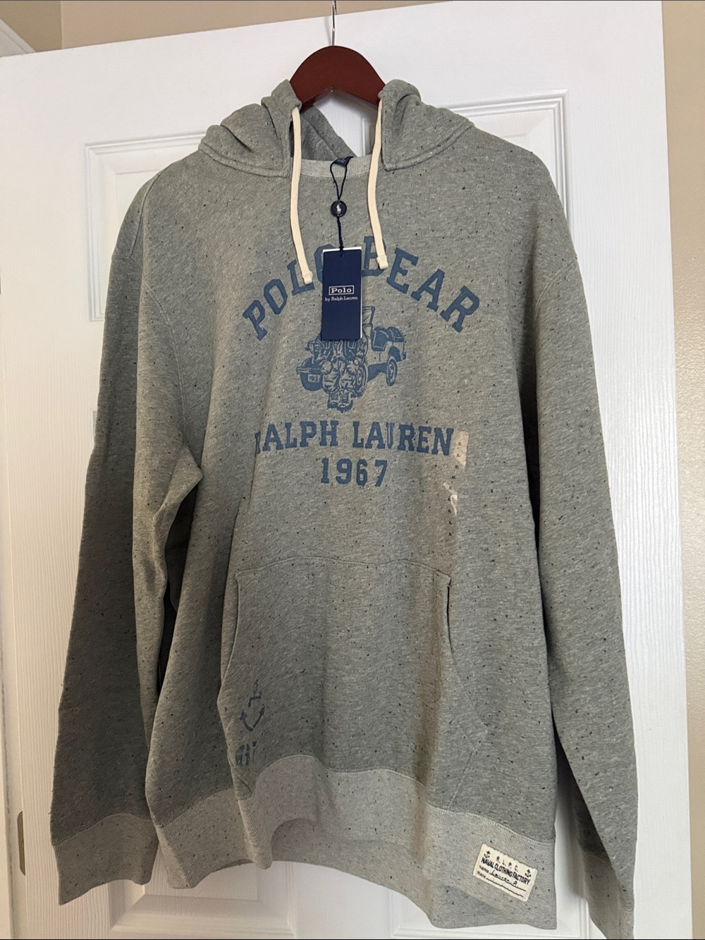 Ralph Lauren Heather Gray Polo Bear Graphic Hoodie